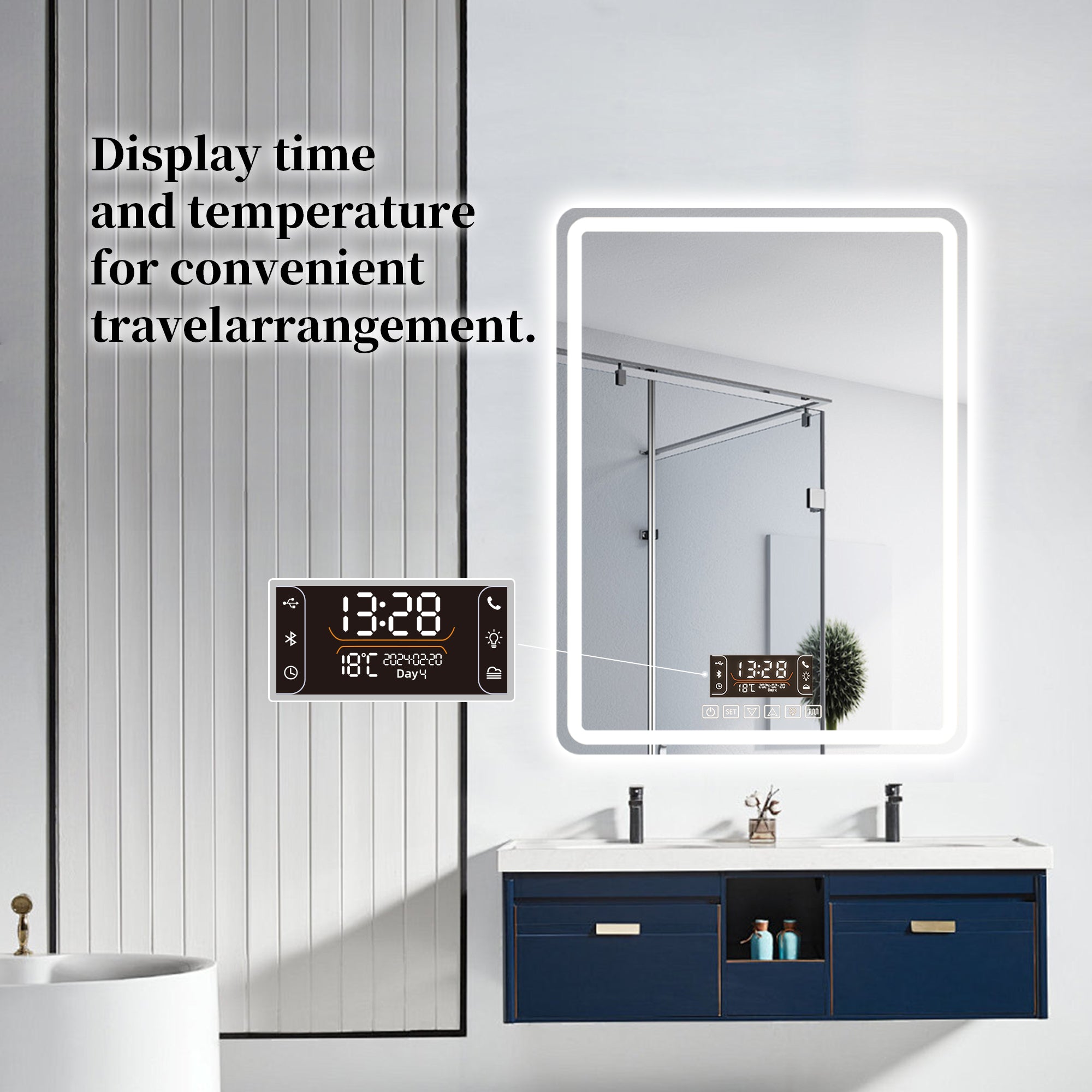 Smart Bathroom Mirror with Bluetooth Speaker