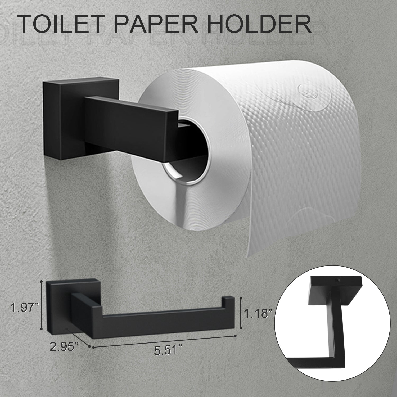 5 Piece Bathroom Set|Matte Black Bathroom Accessories - hawkrown