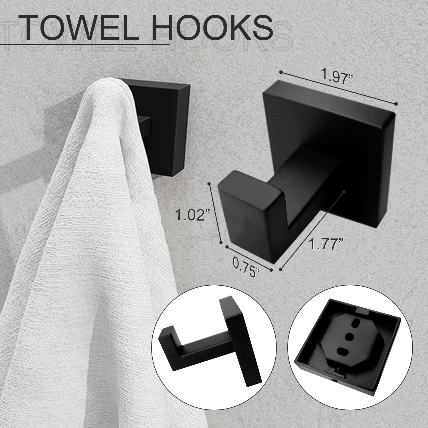 5 Piece Bathroom Set|Matte Black Bathroom Accessories - hawkrown