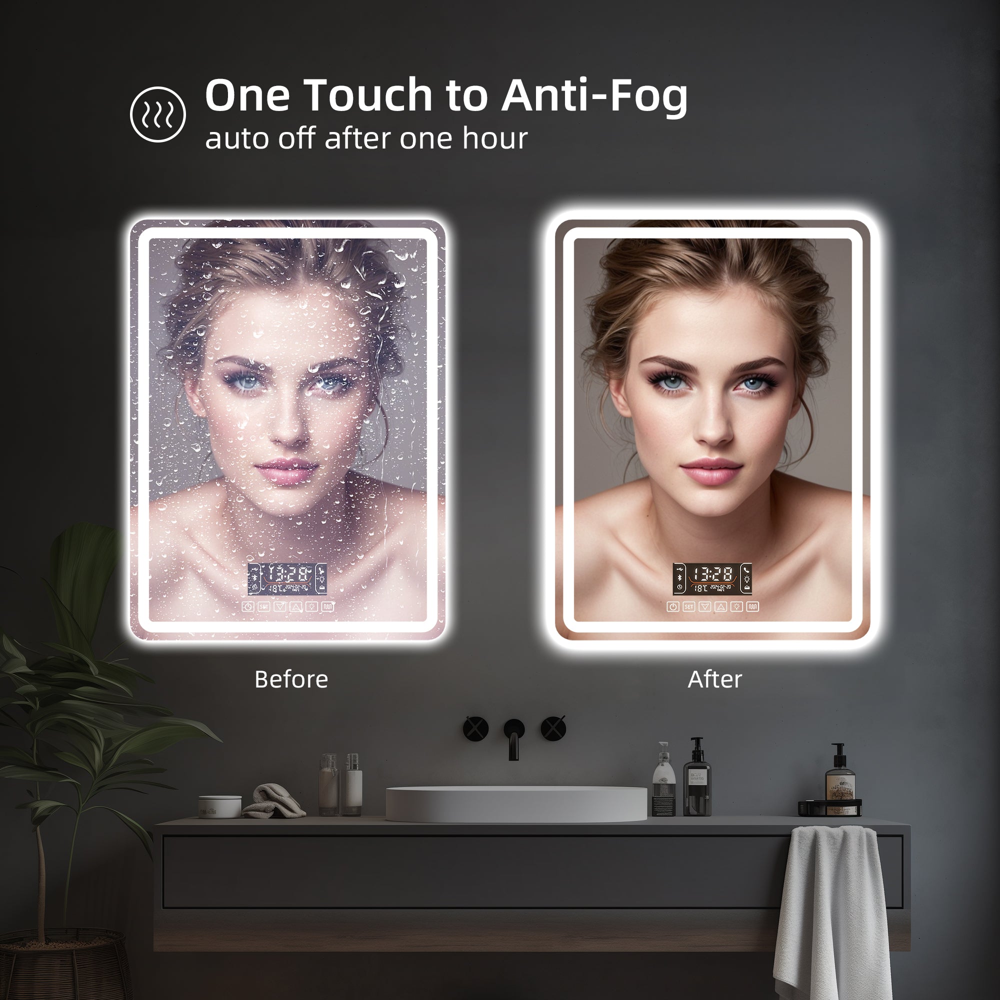 Smart Bathroom Mirror with Bluetooth Speaker